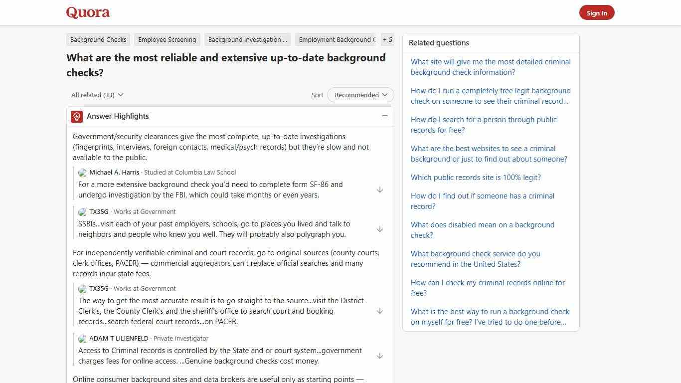 What are the most reliable and extensive up-to-date background checks? - Quora